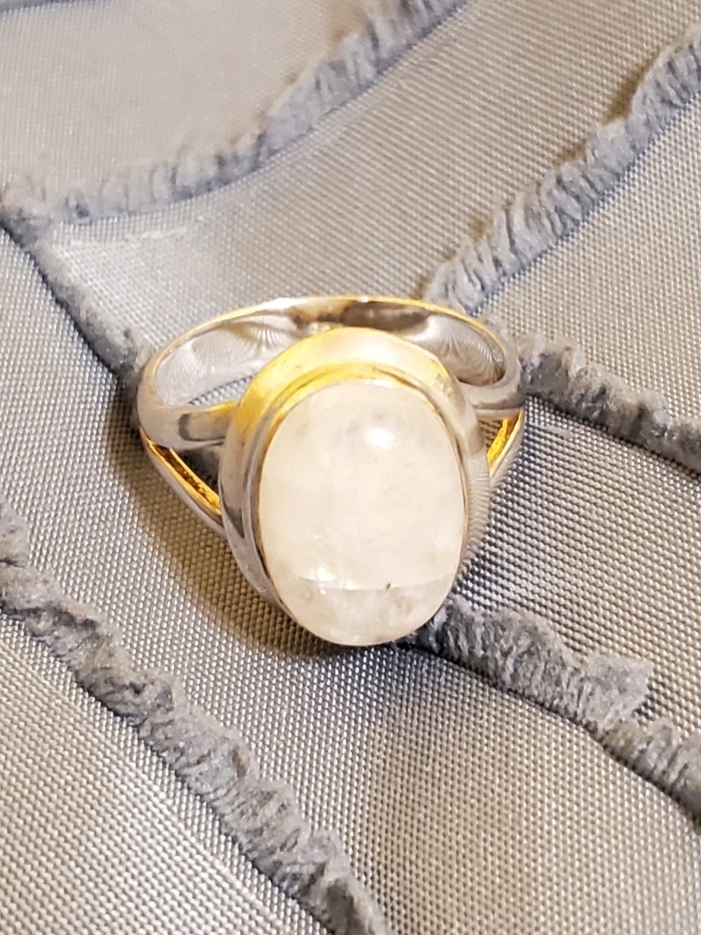 Sterling Silver Rainbow Moonstone Oval Ring